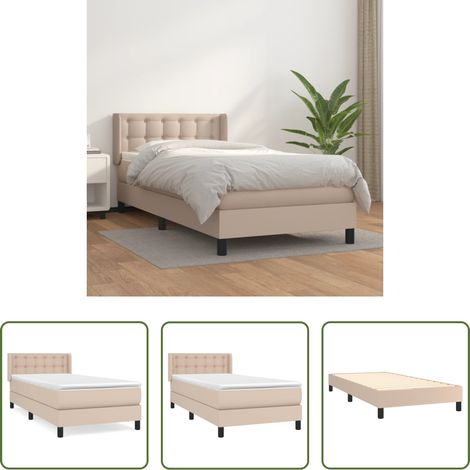 vidaXL Sommeil réparateur - Sommier à lattes de lit avec matelas Cappuccino 100x200 cm (1/5)