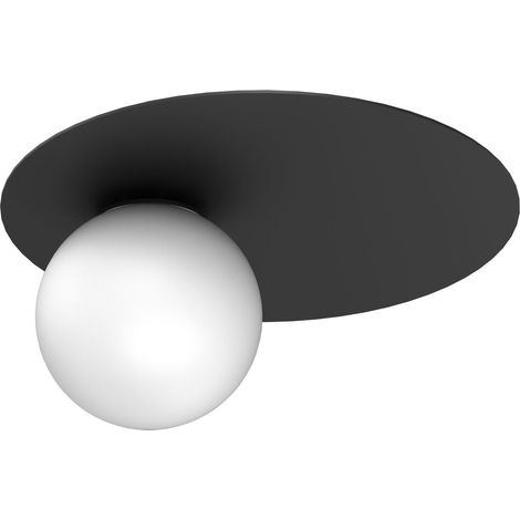 Plafonnier décoratif noir avec boule blanche 1xE27 15W Flat (1/2)