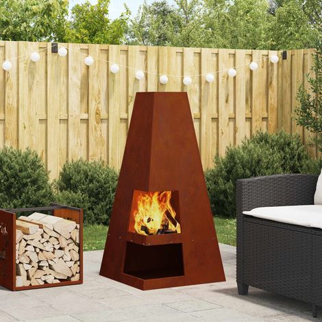 Feuerstelle Braun 50 x 50 x 100 cm Wetterfeststahl
