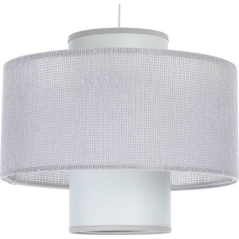 Suspension design jute et lin ambiance chaleureuse réglable - Gris chiné et blanc cassé (1/5)