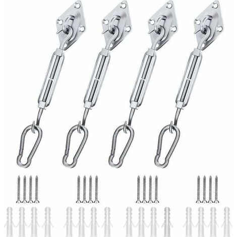 Kit de Fixation Voile d\'ombrage, Kit de Fixation pour Voile de Jardin pour Voile D\'ombrage en Acier Inoxydable 304 pour Triangle Carr Rectangle et Triangulaires (44 pices)