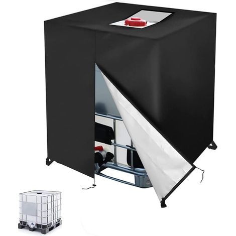 Bache pour Cuve 1000L IBC, 210D Réservoir d'eau Couvercle, Anti-UV Anti-poussière Couverture Container Réservoir IBC,Bâche de Protection Cuve IBC avec Fermeture éclair(120 x 100 x 116 cm)