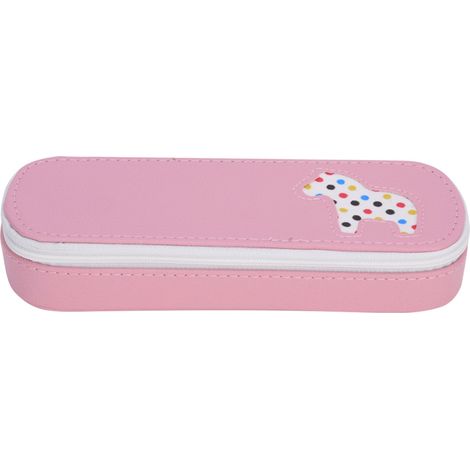 Pochette à crayons en similicuir rose motif cheval mignon grande capacité pour étudiants S2-15 (1/5)