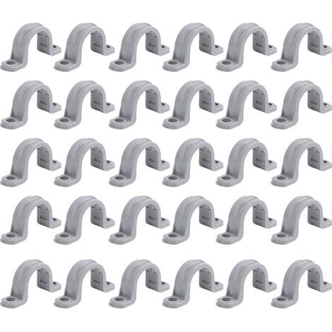 Lot de 30 colliers de serrage pour gaines électriques, 2 trous, support en U flexible en PVC, pour téléphonie, CVC, réfrigération et éclairage, 1 pouce (1/5)