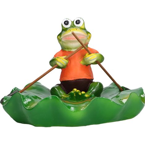 Set aus schwimmenden Harzfröschen zur Dekoration von Teichen, Springbrunnen und Steingärten, im Seerosen-Stil (Modell F: schwimmender Frosch) (1/5)