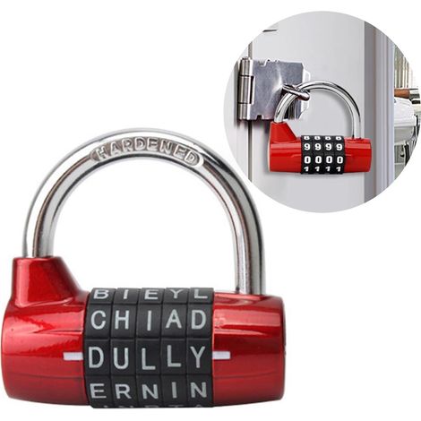 Cadenas à combinaison 5 letras contraseña cerradura candado de seguridad combinación amplia candado gimnasio gabinete de almacenamiento de seguridad código de bloqueo (1/5)