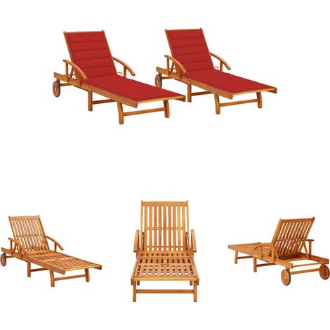 Gartenmöbel - vidaXL Sonnenliegen 2 Stk. mit Auflagen Massivholz Akazie - Terrassenmöbel (1/5)