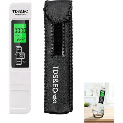 Testeur de Qualité de l’Eau, Testeur TDS 3 en 1, Metre EC Température, Haute Précision, Écran LCD Rétroéclairé, Sonde Sensible et Design Antidérapant, pour Eau Potable Aquarium Eau et Laboratoire (1/5)
