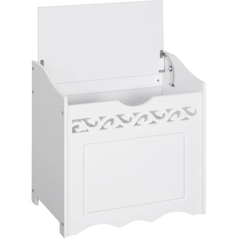 Meuble de salle de bain en bois avec espace de rangement, 55x34x58 cm, blanc (1/5)