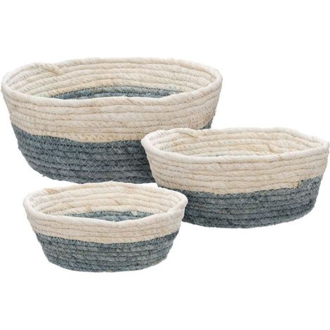 Lot de 3 Paniers de Rangement Rond "Circ" 25cm Naturel (1/5)