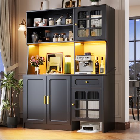 Armario cocina alto con LED y cristal negro OKMYHOME (1/5)