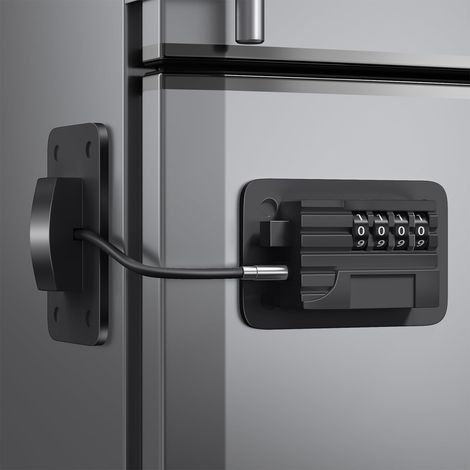 Serrure de réfrigérateur - Serrure à combinaison améliorée pour congélateur vertical, sécurité enfant pour armoires, noire