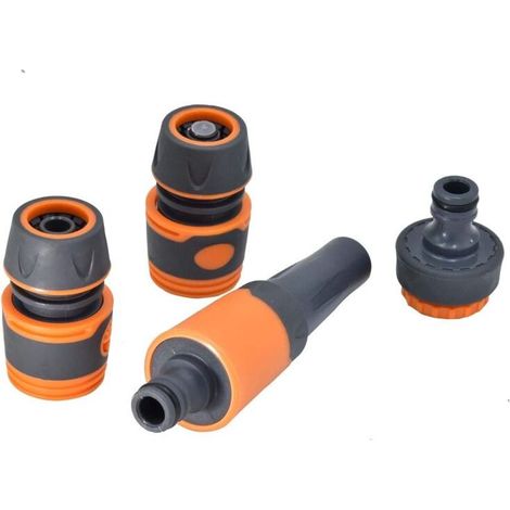 Kit Pistolets d'arrosage Lance Nettoyage Jardin Nécessaire Comprend Raccords pour Extension 1 Lance d'Arrosage,1 Raccord d'arrosage, 1 Raccord Aquastop d'arrosage, 1 Adaptateur 13mm&19mm (1/5)