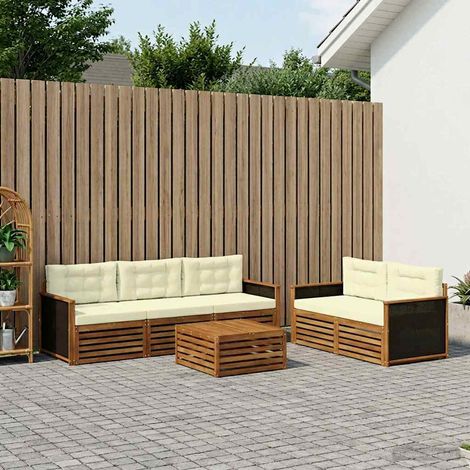 vidaXL Outdoor-Sofagarnitur 6 pcs Natur und Creme (1/5)