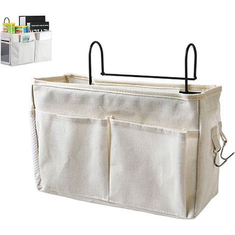 Poche de lit - Organisateur de lit avec support - Sac de rangement pour lit - Coton - Sac de rangement pour lit (1/5)