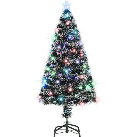 Un sapin de Noël pré-illuminé avec supports et guirlandes lumineuses LED à fibre optique de 120 cm. (1/5)