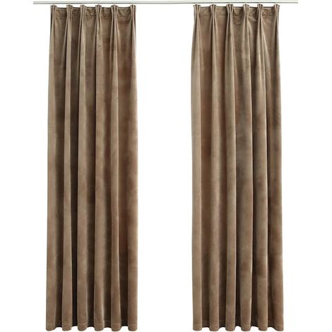 Maison Exclusive - Zatemňovací závěsy s háčky 2 ks sametové béžové 140 x 225 cm (1/5)