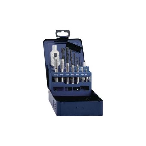 Juego  de  machos  de  roscar  DIN  352  M3-M12  de  15  piezas  HSS  con  caja  metálica  TECWERK (1/2)