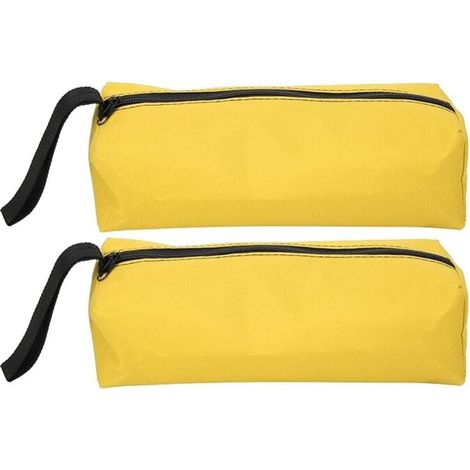Lot de 2 petites pochettes à outils, 25 X 8,5 X 7 cm pochette de rangement portable multifonctionnelle en polyester 600D avec sangle de suspension et fermeture à glissière (jaune) (1/5)