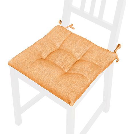 Coussin pour Chaise Doux Universel Lacets de fixation Lavable Couleur Pastel Unie - Orange