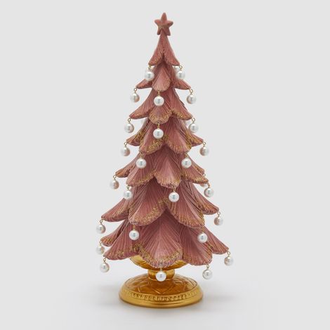 EDG Decoro Albero Pino Poly Con Perle Rosa Antico H46 D22