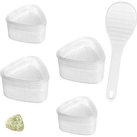 4 Pièces Moule à Sushi Moule à Onigiri Triangle Boule de Riz Bento Moules avec Cuillère pour Bricolage Restaurants Fêtes Cuisine Japonaise (1/5)