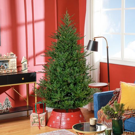 Sapin de Noël de 183 cm, aspect réaliste, montage rapide, support inclus, plastique ignifugé (1/5)