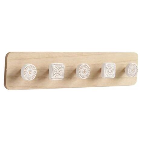Patère murale en bois nordique minimaliste 48x10cm – Crochets en fer pour manteaux – Décoration moderne pour entrée