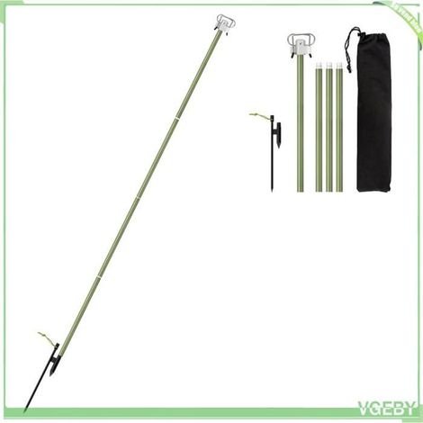 Poteau de lampe de camping pliable - FAFEICY - Pliable - Aluminium 16 mm - Crochets rétractables - Doubles piquets (1/5)