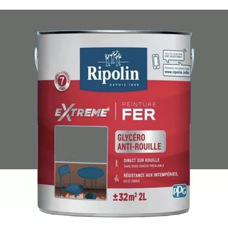 Peinture Fer RIPOLIN eXtrême Gris Acier (ral 7012) 2 L (1/2)