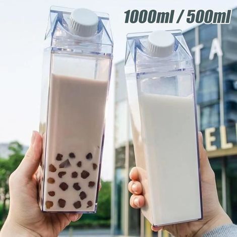 (Transparente) Milchflasche – Transparent – 1000 ml – Auslaufsicher – Ideal für Outdoor-Aktivitäten – Perfektes Geschenk (1/4)
