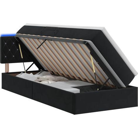 Letto con contenitore LED e materasso Nero 100 x 200 cm Velluto vidaXL (1/5)