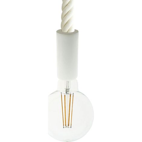 creative cables - Lampada a sospensione Made in Italy completa di cordone nautico 3XL 30 mm con finiture in legno verniciato