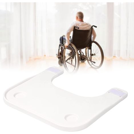 Tableau de repas pour fauteuil roulant, Plateau démontable robuste pour écriture et lecture, Tableau pour fauteuil roulant, Blanc, Épaissi, Plastique (1/5)
