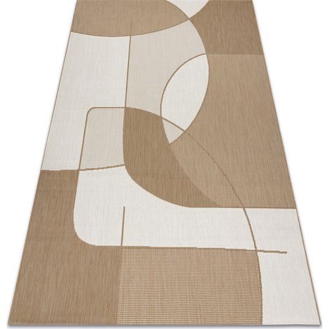 FLAT 48982265 Tapis sisal Géométrique - couleur paille beige naturel, ficelle beige 140x200 cm