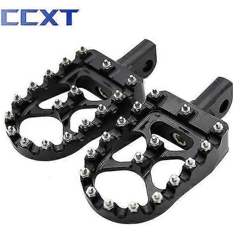 CNC-gefräste, breite Fußrasten, 360° drehbar, für Harley Dyna, Fat Bob, Softail, Sportster, Street Bob, Motocross, Universal – Schwarz (1/5)