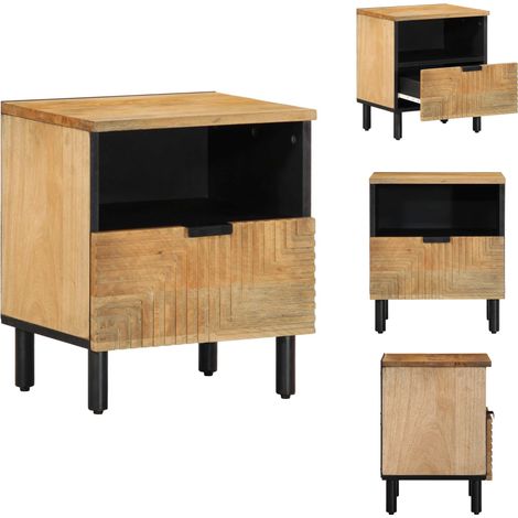 Table de chevet marron 40x33x46 cm bois de manguier solide - Table De Chevet - Tables De Chevet - Armoire De Lit - Table D'appoint Pour Chambre À Coucher (1/5)