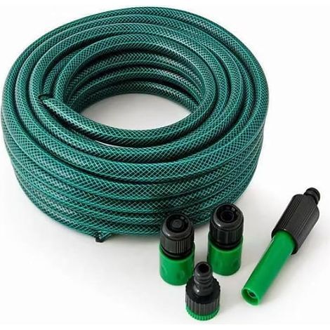 Tuyau d'arrosage en PVC de 5 m/10 m/15 m/20 m/30 m/50 m, tuyau d'arrosage flexible de 1,27 cm avec raccords de buse de pulvérisation pour extérieur/cour/pelouse/bateau (vert, 5 m) (1/5)