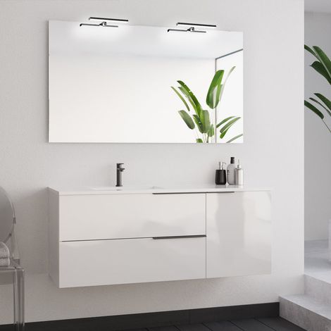 Meuble de salle de bain 120cm avec vasque déportée - 2 tiroirs- blanc - KING (1/5)