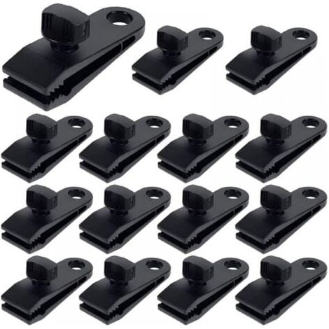 Tarp Clips, 15pcs Clip Tente, Plastique de Bâche Sécurise Multifonctions Pinces,Accessoires pour Auvent Tarp Camping en Plein Air (1/4)
