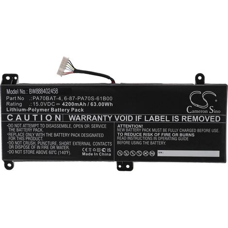 vhbw Akku kompatibel mit PowerSpec 1710 Notebook (4200 mAh, 15 V, Li-Polymer) (1/3)