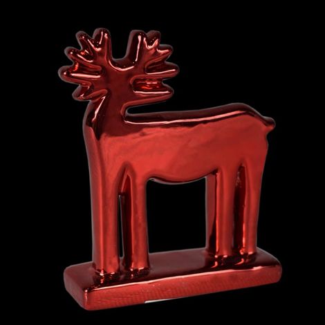 Statuetta di renna in ceramica rossa, 11 cm
