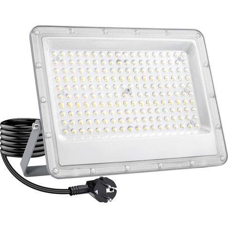 Projecteur LED Extérieur 200W, 6500 K Blanc Froid, 20000 LM, IP66 Étanche \u2013 Boîtier Aluminium Robuste, Non Variable, Éclairage de Sécurité pour Jardin, Cour, Terrasse (1/5)