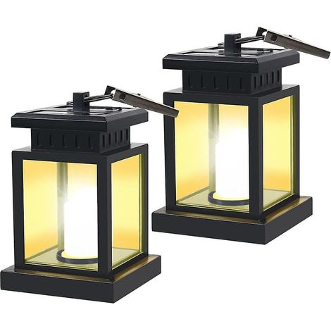 Lot de 2 lanternes solaires LED Mission, lanterne parapluie suspendue étanche à énergie solaire vintage avec bougie L (1/5)