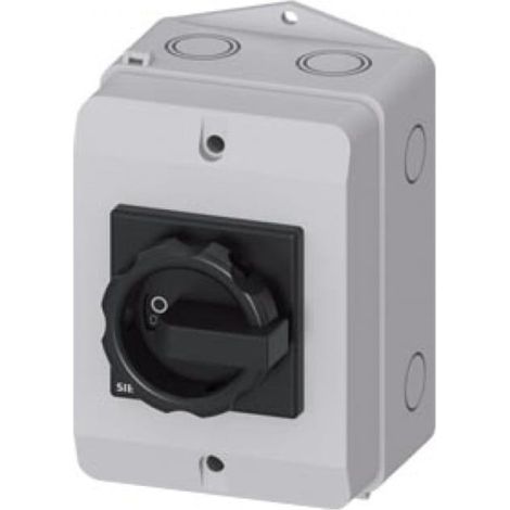 Interruptor principal en carcasa 3P 16A 7.5kW AC23A 400V, contactos pomo 1NO 1NC, pomo negro 3LD2064-1GP51