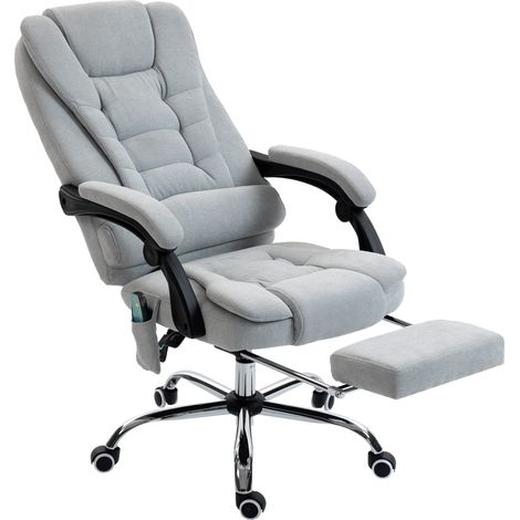 Fauteuil de bureau massant et chauffant, siège ergonomique à hauteur réglable, dossier inclinable, 65x70x111-119cm, gris (1/5)