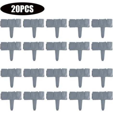 20pcs jardin clôture bordure pliante paysage imitation Pierre plastique jardin clôture pelouse clôture panneau bricolage ornements (1/4)