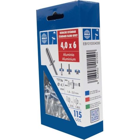 Remache cabeza alomada Ø 4,0 x 6 mm bralo 115 uds (1/2)