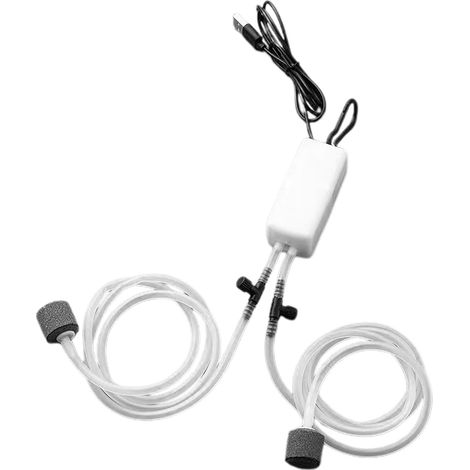 Pompe à oxygène USB pour Aquarium, Portable, silencieuse, Double sortie, Mini Air de pêche pour Aquarium domestique, blanc (1/5)