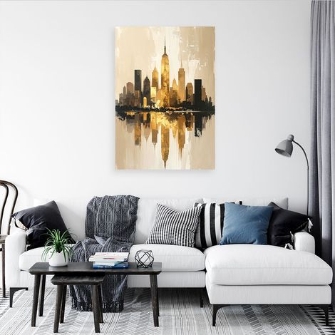 Wandbild Moderne Stadt der Zukunft in Beige und Gold 40x60 (1/4)